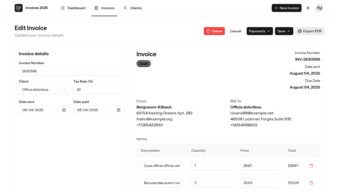 Invoice Dashboard